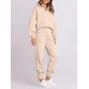 imageANRABESS Women 2 Piece Outfits Sweatsuit Oversized Half Zip Sweatshirt Jogger Sweatpants Tracksuit Lounge Set 2025 ClothesBeige