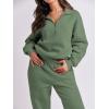 imageANRABESS Women 2 Piece Outfits Sweatsuit Oversized Half Zip Sweatshirt Jogger Sweatpants Tracksuit Lounge Set 2025 ClothesDeep Green