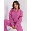 imageANRABESS Women 2 Piece Outfits Sweatsuit Oversized Half Zip Sweatshirt Jogger Sweatpants Tracksuit Lounge Set 2025 ClothesHot Pink