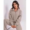 imageANRABESS Women 2 Piece Outfits Sweatsuit Oversized Half Zip Sweatshirt Jogger Sweatpants Tracksuit Lounge Set 2025 ClothesLight Khaki