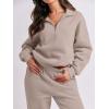 imageANRABESS Women 2 Piece Outfits Sweatsuit Oversized Half Zip Sweatshirt Jogger Sweatpants Tracksuit Lounge Set 2025 ClothesLight Khaki