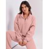 imageANRABESS Women 2 Piece Outfits Sweatsuit Oversized Half Zip Sweatshirt Jogger Sweatpants Tracksuit Lounge Set 2025 ClothesOrange Pink