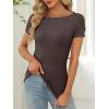 imageANRABESS Women Boat Neck Tops Short Sleeve TShirts Ribbed Knit Tight Fitted Basic Tees Shirts 2025 Summer ClothesBrown