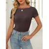 imageANRABESS Women Boat Neck Tops Short Sleeve TShirts Ribbed Knit Tight Fitted Basic Tees Shirts 2025 Summer ClothesBrown