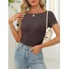 imageANRABESS Women Boat Neck Tops Short Sleeve TShirts Ribbed Knit Tight Fitted Basic Tees Shirts 2025 Summer ClothesBrown