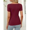 imageANRABESS Women Boat Neck Tops Short Sleeve TShirts Ribbed Knit Tight Fitted Basic Tees Shirts 2025 Summer ClothesBurgundy