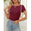 imageANRABESS Women Boat Neck Tops Short Sleeve TShirts Ribbed Knit Tight Fitted Basic Tees Shirts 2025 Summer ClothesBurgundy