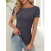 imageANRABESS Women Boat Neck Tops Short Sleeve TShirts Ribbed Knit Tight Fitted Basic Tees Shirts 2025 Summer ClothesDeep Grey