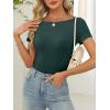 imageANRABESS Women Boat Neck Tops Short Sleeve TShirts Ribbed Knit Tight Fitted Basic Tees Shirts 2025 Summer ClothesForest