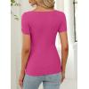 imageANRABESS Women Boat Neck Tops Short Sleeve TShirts Ribbed Knit Tight Fitted Basic Tees Shirts 2025 Summer ClothesHot Pink