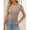 imageANRABESS Women Boat Neck Tops Short Sleeve TShirts Ribbed Knit Tight Fitted Basic Tees Shirts 2025 Summer ClothesKhaki