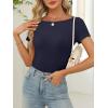 imageANRABESS Women Boat Neck Tops Short Sleeve TShirts Ribbed Knit Tight Fitted Basic Tees Shirts 2025 Summer ClothesNavy Blue