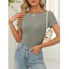 imageANRABESS Women Boat Neck Tops Short Sleeve TShirts Ribbed Knit Tight Fitted Basic Tees Shirts 2025 Summer ClothesSage Green