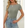 imageANRABESS Women Boat Neck Tops Short Sleeve TShirts Ribbed Knit Tight Fitted Basic Tees Shirts 2025 Summer ClothesSage Green