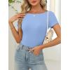 imageANRABESS Women Boat Neck Tops Short Sleeve TShirts Ribbed Knit Tight Fitted Basic Tees Shirts 2025 Summer ClothesSky Blue