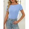 imageANRABESS Women Boat Neck Tops Short Sleeve TShirts Ribbed Knit Tight Fitted Basic Tees Shirts 2025 Summer ClothesSky Blue