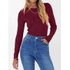 imageANRABESS Women Long Sleeve Tops Slim Fitted Business Casual Shirts Rib Textured TShirts 2025 Fall Outfits Dressy Work BlouseWine Red