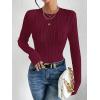 imageANRABESS Women Long Sleeve Tops Slim Fitted Business Casual Shirts Rib Textured TShirts 2025 Fall Outfits Dressy Work BlouseWine Red
