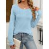 imageANRABESS Women Shirts Long Sleeve Crewneck Smocked Tunic Tops with Leggings Dressy Casual TShirt Business Work BlousesSky