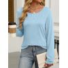 imageANRABESS Women Shirts Long Sleeve Crewneck Smocked Tunic Tops with Leggings Dressy Casual TShirt Business Work BlousesSky