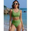 imageANRABESS Women Swimsuits Two Piece Bikini Set High Waisted Ribbed Tummy Control Modest Bathing Suits 2025 Beach Swim WearArmy Green