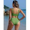 imageANRABESS Women Swimsuits Two Piece Bikini Set High Waisted Ribbed Tummy Control Modest Bathing Suits 2025 Beach Swim WearArmy Green