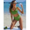 imageANRABESS Women Swimsuits Two Piece Bikini Set High Waisted Ribbed Tummy Control Modest Bathing Suits 2025 Beach Swim WearArmy Green
