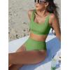 imageANRABESS Women Swimsuits Two Piece Bikini Set High Waisted Ribbed Tummy Control Modest Bathing Suits 2025 Beach Swim WearArmy Green