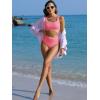 imageANRABESS Women Swimsuits Two Piece Bikini Set High Waisted Ribbed Tummy Control Modest Bathing Suits 2025 Beach Swim WearCoral Pink