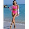 imageANRABESS Women Swimsuits Two Piece Bikini Set High Waisted Ribbed Tummy Control Modest Bathing Suits 2025 Beach Swim WearHot Pink
