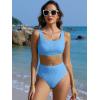 imageANRABESS Women Swimsuits Two Piece Bikini Set High Waisted Ribbed Tummy Control Modest Bathing Suits 2025 Beach Swim WearLight Blue