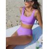 imageANRABESS Women Swimsuits Two Piece Bikini Set High Waisted Ribbed Tummy Control Modest Bathing Suits 2025 Beach Swim WearLight Purple