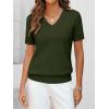 imageANRABESS Women Wool Blend Sweater Summer 2025 Short Sleeve V Neck Pullover Top Business Casual Outfit Beach Vacation ClothesArmy Green
