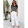 imageANRABESS Women Wool Blend Sweater Summer 2025 Short Sleeve V Neck Pullover Top Business Casual Outfit Beach Vacation ClothesBlack White Stripe