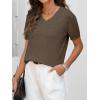 imageANRABESS Women Wool Blend Sweater Summer 2025 Short Sleeve V Neck Pullover Top Business Casual Outfit Beach Vacation ClothesBrown