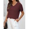 imageANRABESS Women Wool Blend Sweater Summer 2025 Short Sleeve V Neck Pullover Top Business Casual Outfit Beach Vacation ClothesDark Red