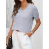 imageANRABESS Women Wool Blend Sweater Summer 2025 Short Sleeve V Neck Pullover Top Business Casual Outfit Beach Vacation ClothesGray