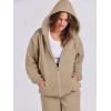 imageANRABESS Womens 2 Piece Outfits Sweatsuits Oversized Zip Up Sweatshirt Jogger Sweatpants Tracksuit Sweat Lounge Matching SetLight Khaki