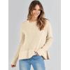imageANRABESS Womens 2025 Fall Waffle Sweaters Long Sleeve Thumbhole Casual Knitted Side Zipper Pullover Sweaters TopBeige
