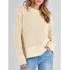 imageANRABESS Womens 2025 Fall Waffle Sweaters Long Sleeve Thumbhole Casual Knitted Side Zipper Pullover Sweaters TopBeige