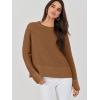 imageANRABESS Womens 2025 Fall Waffle Sweaters Long Sleeve Thumbhole Casual Knitted Side Zipper Pullover Sweaters TopCaramel
