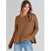 imageANRABESS Womens 2025 Fall Waffle Sweaters Long Sleeve Thumbhole Casual Knitted Side Zipper Pullover Sweaters TopCaramel