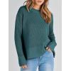 imageANRABESS Womens 2025 Fall Waffle Sweaters Long Sleeve Thumbhole Casual Knitted Side Zipper Pullover Sweaters TopGreen