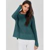imageANRABESS Womens 2025 Fall Waffle Sweaters Long Sleeve Thumbhole Casual Knitted Side Zipper Pullover Sweaters TopGreen