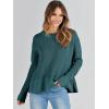 imageANRABESS Womens 2025 Fall Waffle Sweaters Long Sleeve Thumbhole Casual Knitted Side Zipper Pullover Sweaters TopGreen