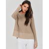 imageANRABESS Womens 2025 Fall Waffle Sweaters Long Sleeve Thumbhole Casual Knitted Side Zipper Pullover Sweaters TopKhaki