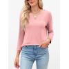 imageANRABESS Womens 34 Length Sleeve Tops V Neck Basic Tee Shirts 2025 Spring Summer Dressy Casual Tunic Blouses OutfitsCoral Pink