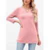 imageANRABESS Womens 34 Length Sleeve Tops V Neck Basic Tee Shirts 2025 Spring Summer Dressy Casual Tunic Blouses OutfitsCoral Pink