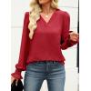 imageANRABESS Womens Business Casual Tops V Neck Puff Long Sleeve Shirts Dressy Office Work Blouse 2025 Fall Outfits ClothesRed