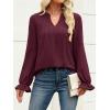 imageANRABESS Womens Dressy Casual Blouses V Neck Long Sleeve 2025 Fall Loose Fit Tunic Tops Pleated T Shirts Trendy OutfitsBurgundy